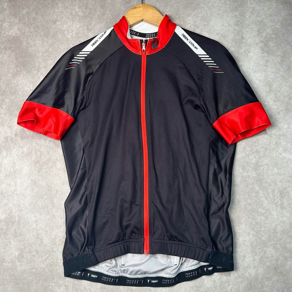 Specialized RBX Comp Cycling Jersey Mens Small Black Red Full Zip DeflectUV